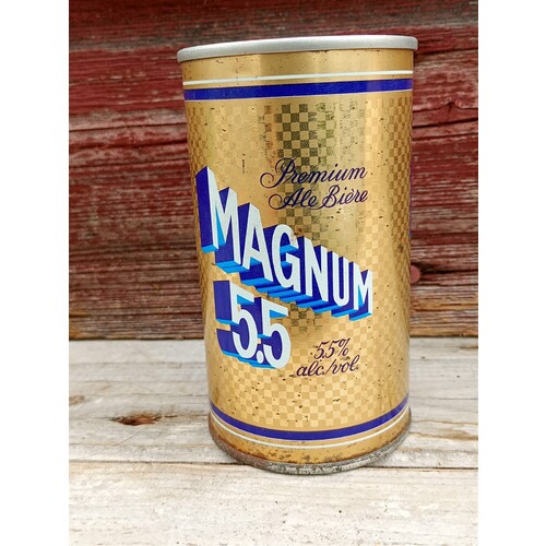 Vintage Magnum 5.5 Beer Can Push Top Variant Wide Seam French / English 341ml
