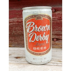 Brown Derby Lager Beer, Straight Steel Tab, Pearl Brewing (empty)