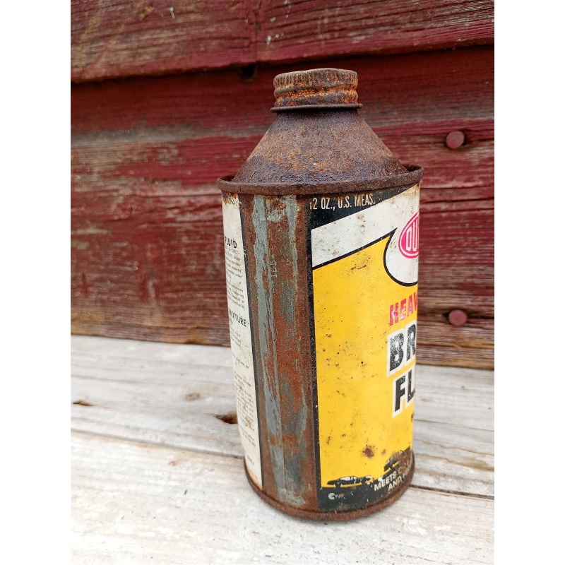 Vintage Dupont Heavy Duty Brake Fluid No. 7 Cone Top Metal Can Advertising