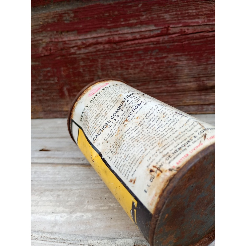 Vintage Dupont Heavy Duty Brake Fluid No. 7 Cone Top Metal Can Advertising