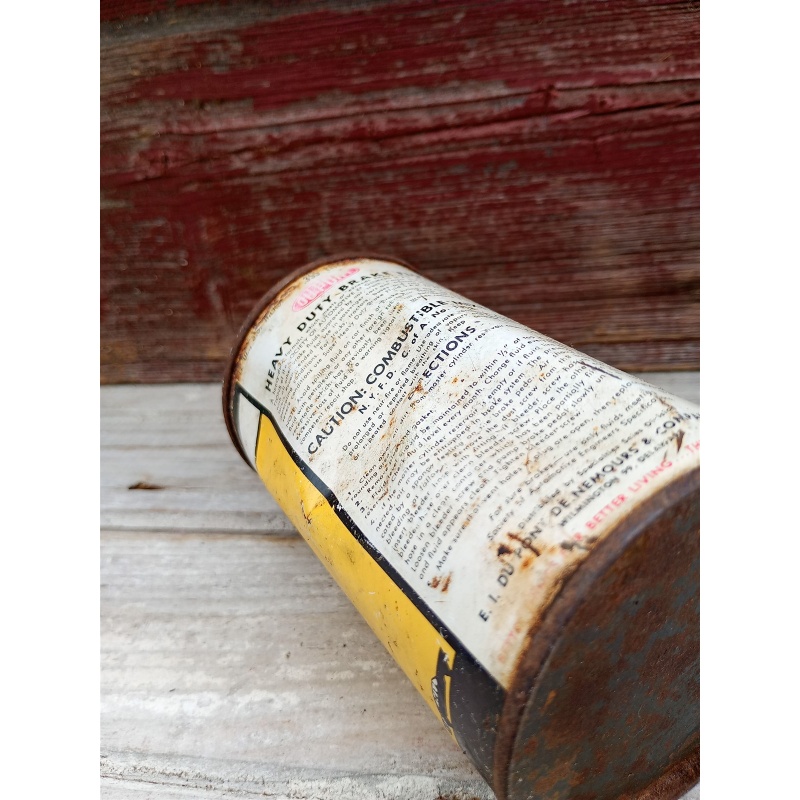 Vintage Dupont Heavy Duty Brake Fluid No. 7 Cone Top Metal Can Advertising