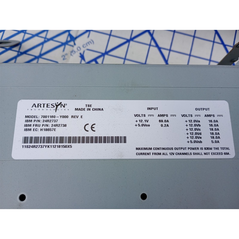 Lot of 2 IBM 24R2730 7001138-Y000 Power Supply w/ Cage 7001160-Y000 24R2738