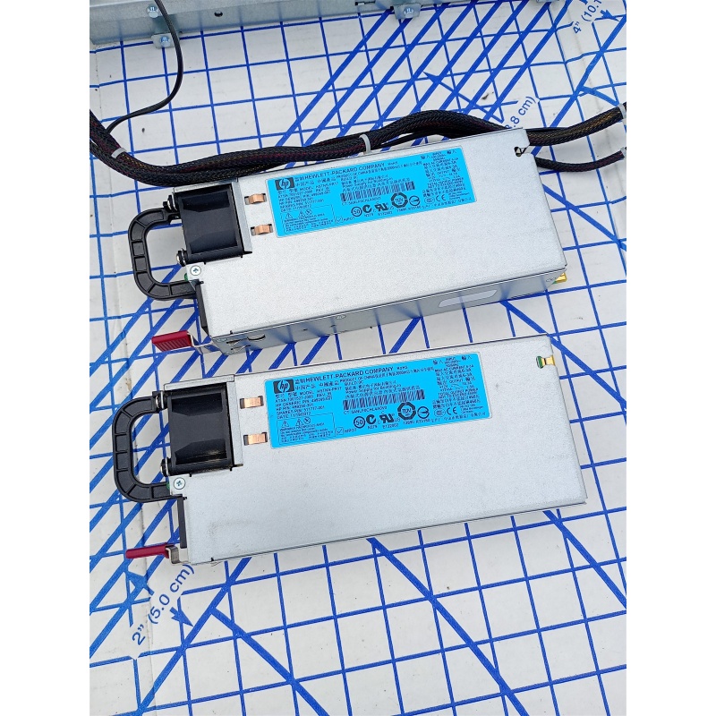 Lot of 2 HP 499250-301 HSTNS-PR17 Power Supply W/ Cage 663263-001 DD-3122-1F-LF
