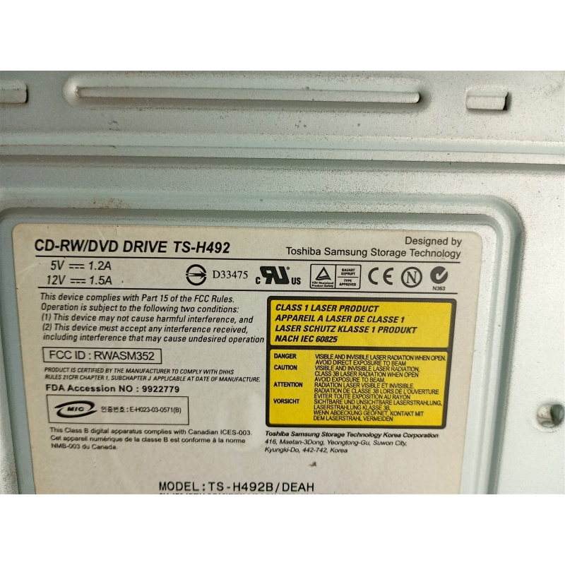 Toshiba Samsung Ts-h492b Cd-rw/dvd-rom Combo IDE Drive Dell 0N7572