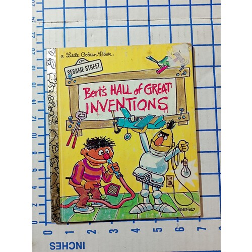 1972 Berts Hall of Great Inventions Sesame Street Little Golden Book Bradfield