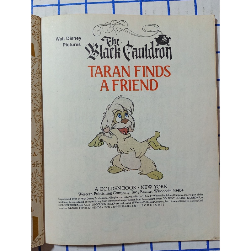 Walt Disney THE BLACK CAULDRON TARAN FINDS A FRIEND Little Golden Book 1985 
