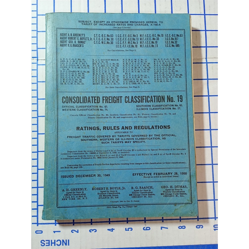CONSOLIDATED FRIGHT CLASSIIFICATION NO. 19