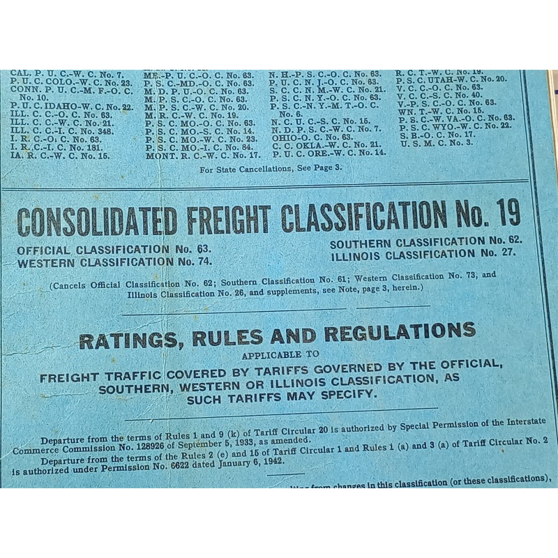 CONSOLIDATED FRIGHT CLASSIIFICATION NO. 19