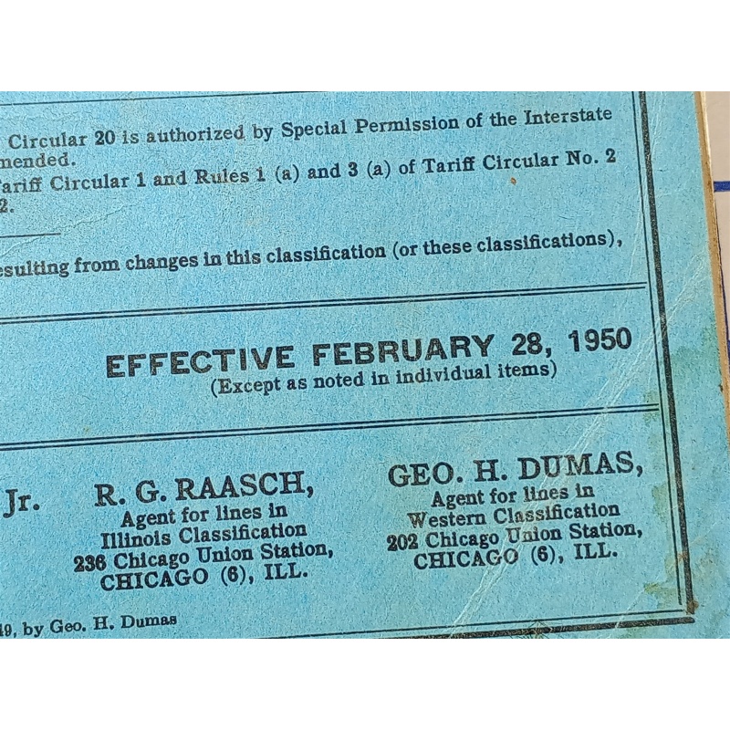 CONSOLIDATED FRIGHT CLASSIIFICATION NO. 19