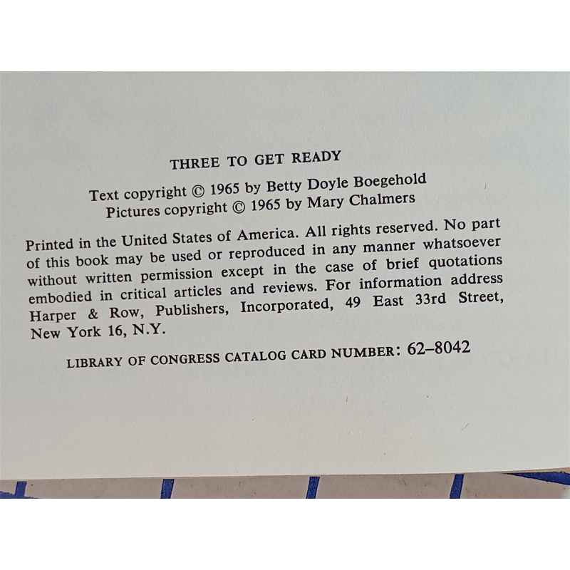 Three to Get Ready by Betty D. Boegehold (1965, Hardcover) An I Can Read Book