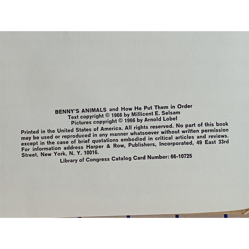 Bennys Animals and How He Put Them in Order