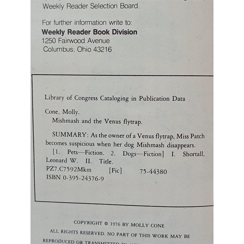 Mishmash and the Venus flytrap - Hardcover, by Cone Molly