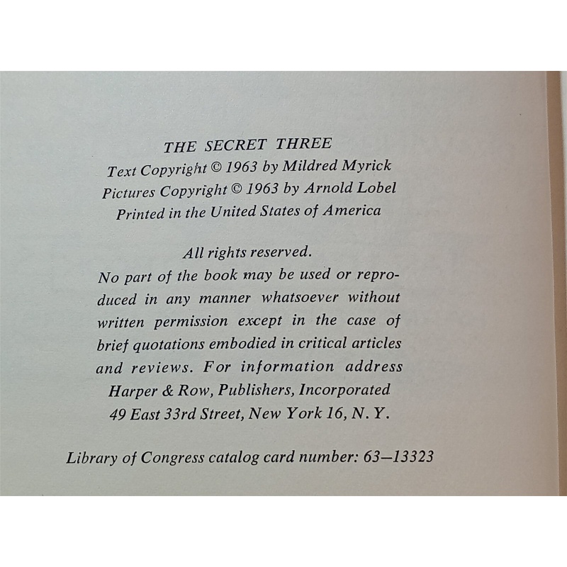 The Secret Three by Mildred Myrick, An "I Can Read Book"