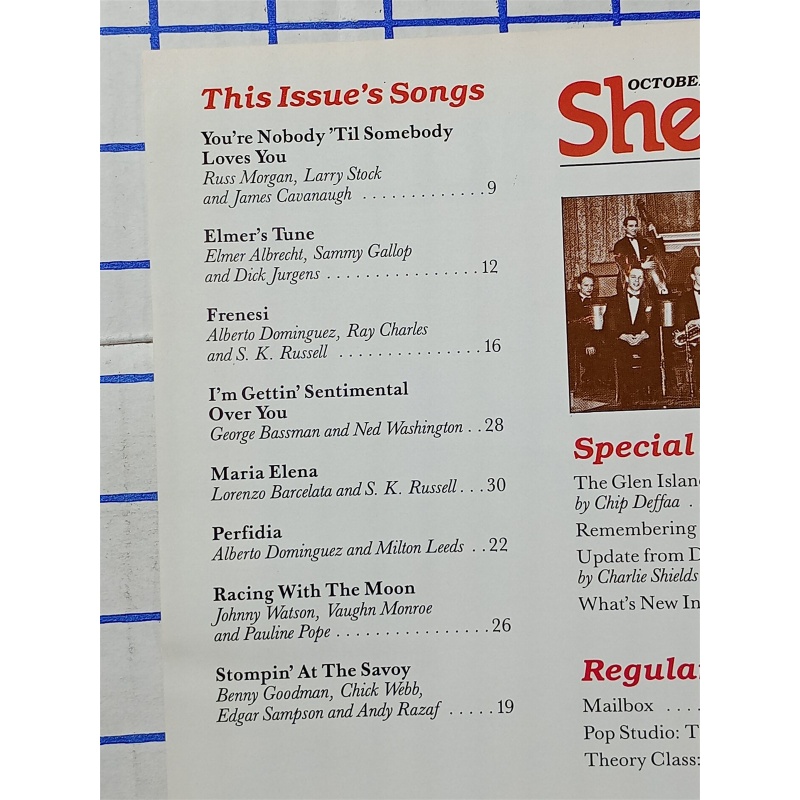 Sheet Music Magazine Oct 1987 Glen Island Casino & the Big Bands Glenn Miller