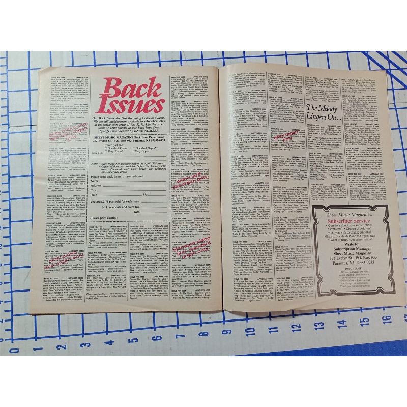 Sheet Music Magazine Oct 1987 Glen Island Casino & the Big Bands Glenn Miller