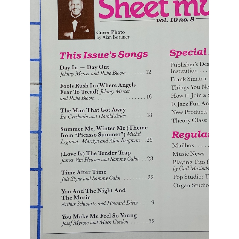 Sheet Music Magazine November 1986 Frank Sinatra The Grand Master of Song