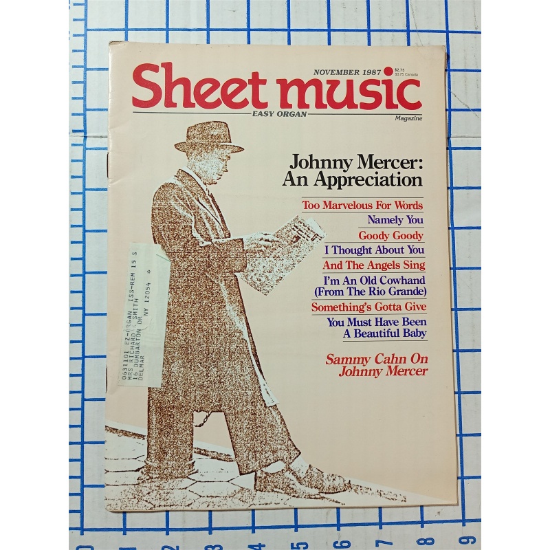 November 1987 Sheet Music Magazine Standard Piano Guitar Johnny Mercer