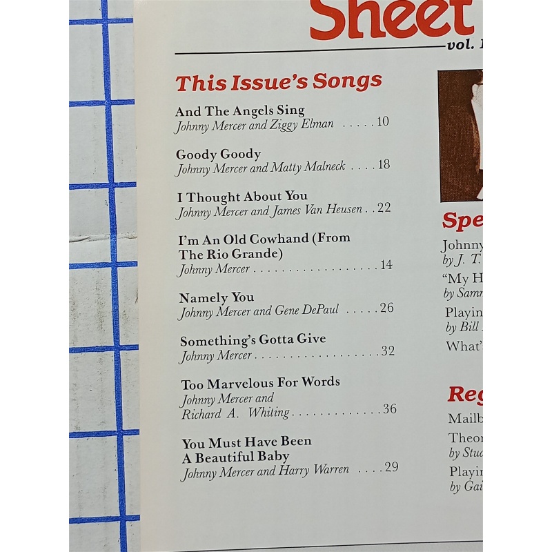 November 1987 Sheet Music Magazine Standard Piano Guitar Johnny Mercer