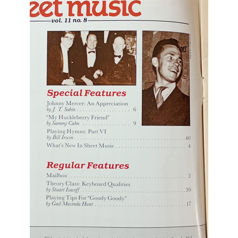 November 1987 Sheet Music Magazine Standard Piano Guitar Johnny Mercer