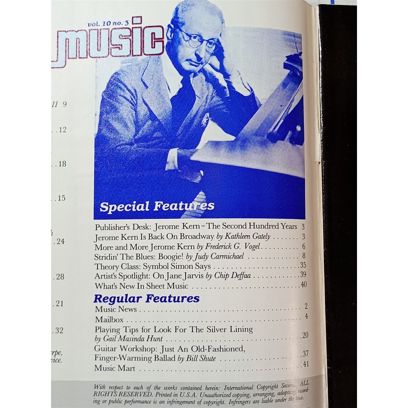 Sheet Music Magazine March 1986 Jerome Kern 