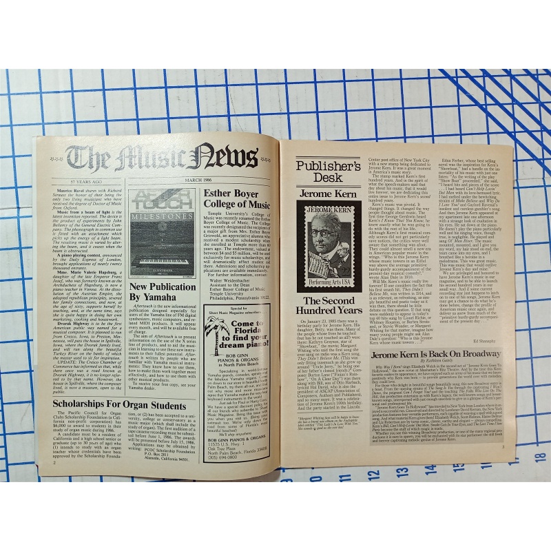 Sheet Music Magazine March 1986 Jerome Kern 