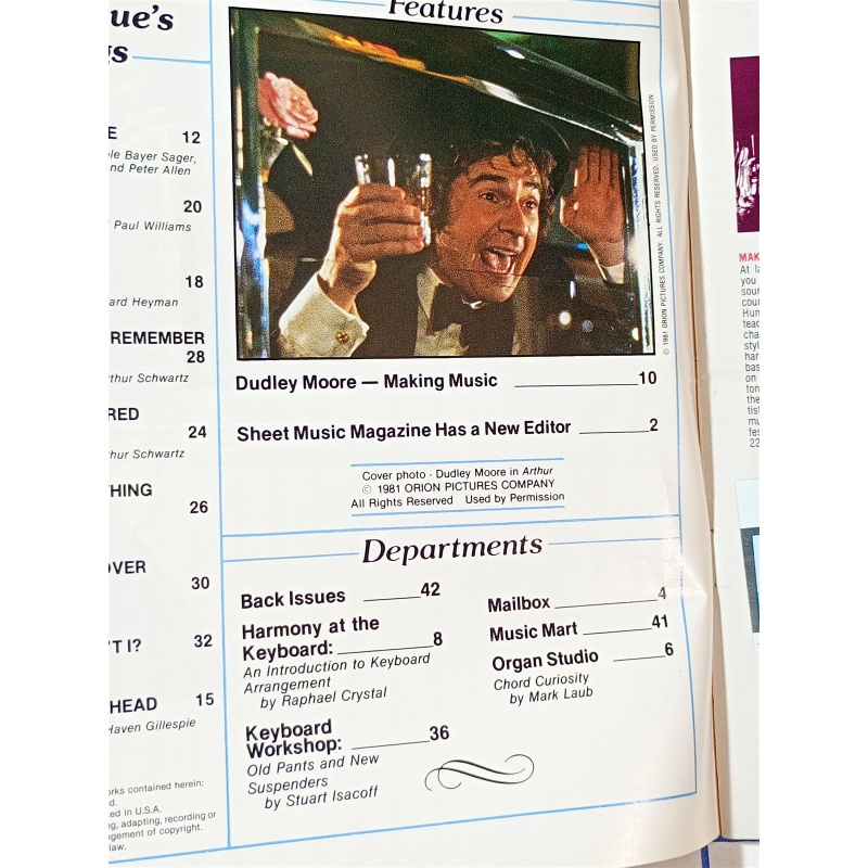 Sheet Music November 1983 Arthurs Theme Best Song Standard Organ