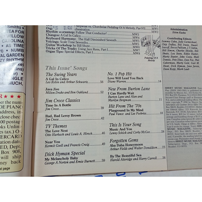 SHEET MUSIC MAGAZINE JULY/ AUGUST 1990 VOL.14 NO. 4 