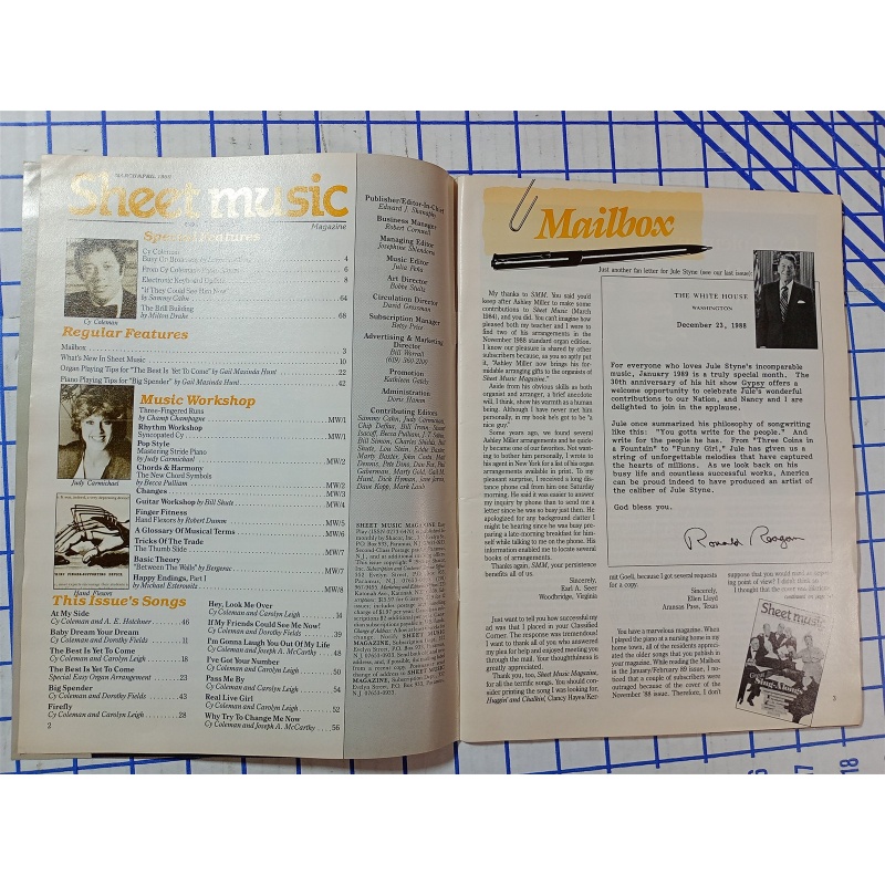 Sheet Music magazine - 1989 Piano - Genius of Cy Coleman, Back On Broadway