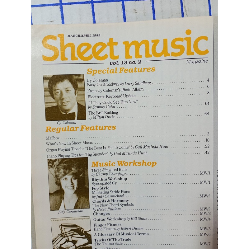 Sheet Music magazine - 1989 Piano - Genius of Cy Coleman, Back On Broadway