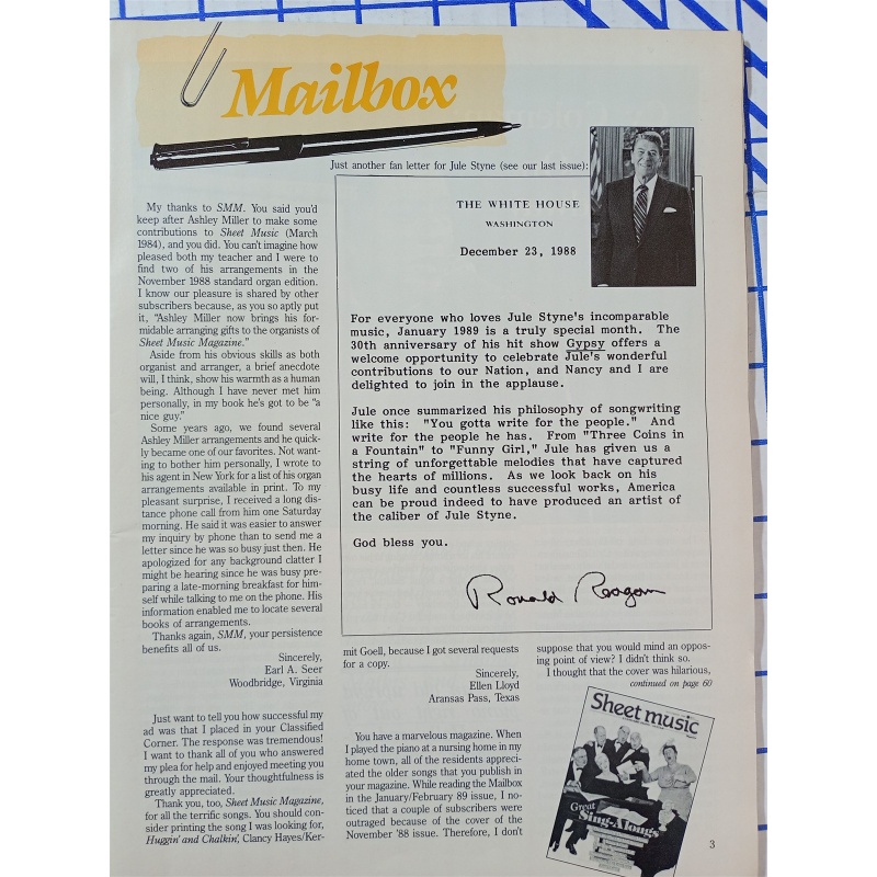 Sheet Music magazine - 1989 Piano - Genius of Cy Coleman, Back On Broadway