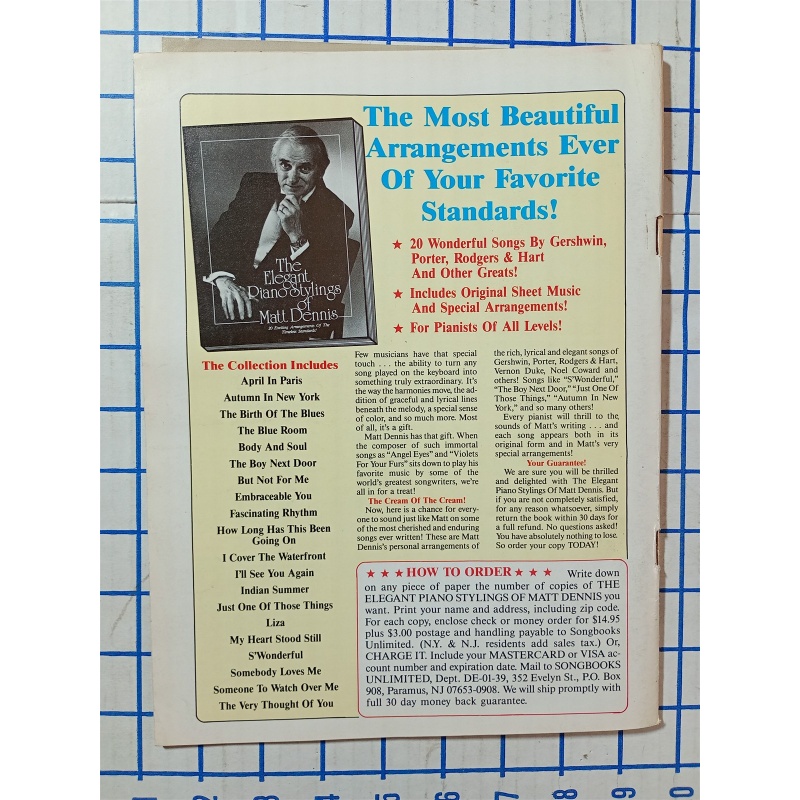 Sheet Music magazine - 1989 Piano - Genius of Cy Coleman, Back On Broadway