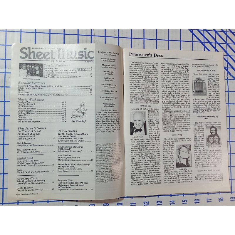 Sheet Music Magazine: September/October Standard Piano/Guitar Vol.14 No. 5, 199