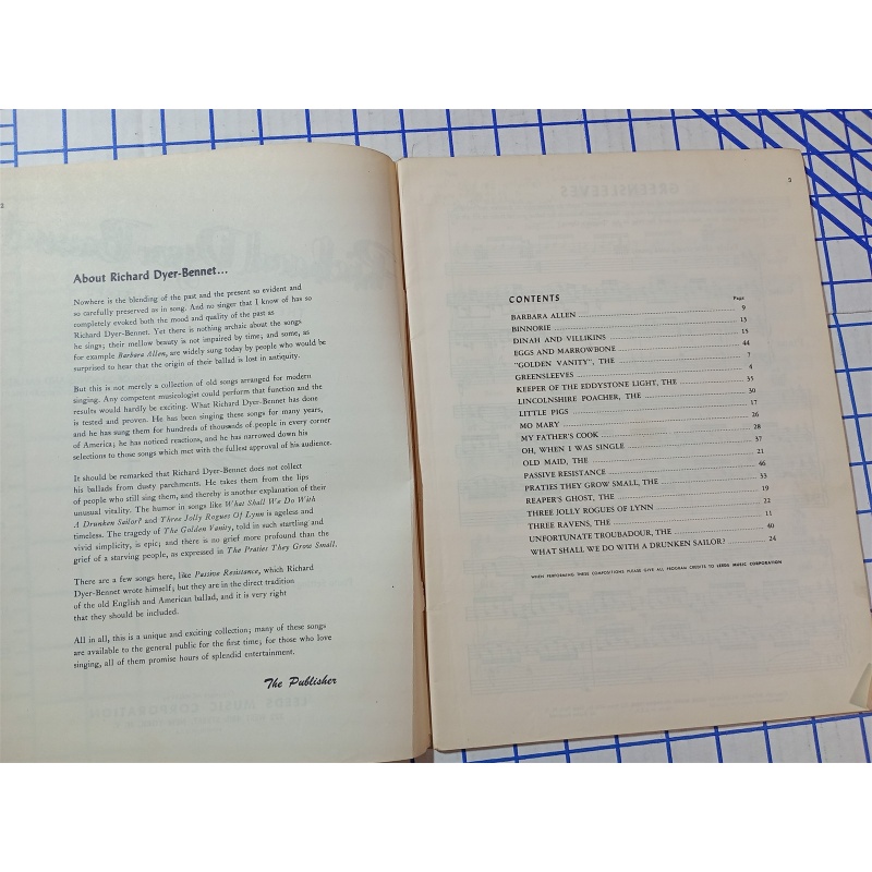 Richard Dyer-Bennet The 20th Century Minstrel Songbook