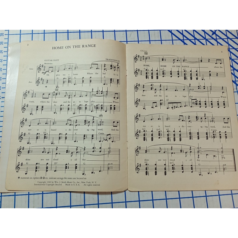 E-Z NOTE GUITAR FOLIO: Cowboy N Folk Songs Songbook~Series No.2~Music Book~1949