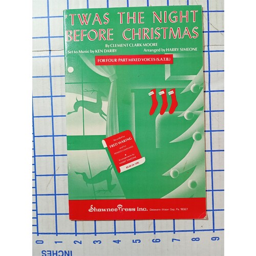 Vintage Sheet Music Twas The Night Before Christmas Clement Clark Moore/Ken Darb