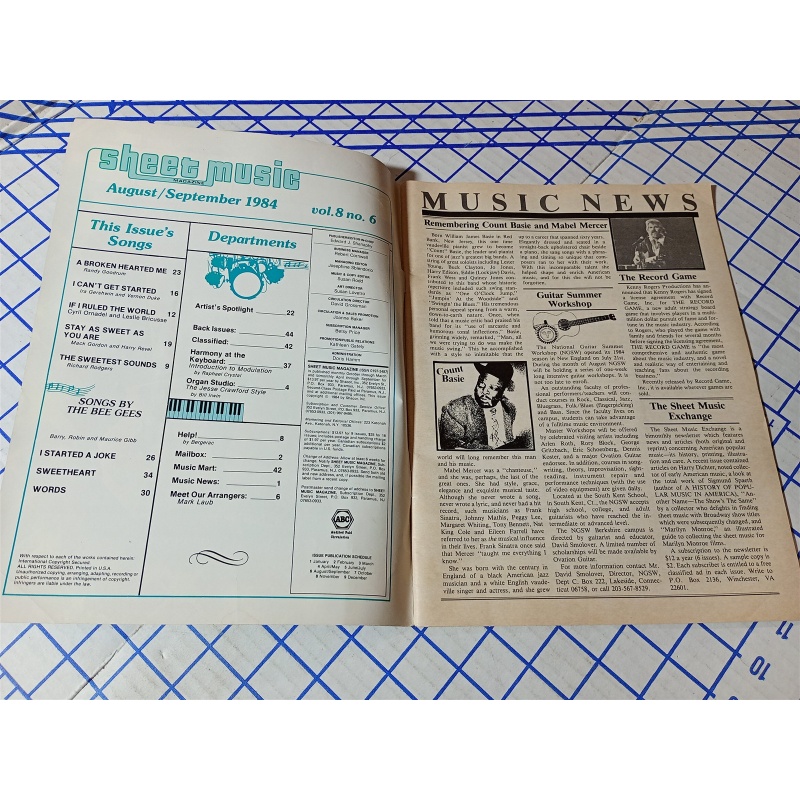 Aug Sept 1984 Standard Piano Guitar Popular Hits BeeGees Songbook Sheet Music