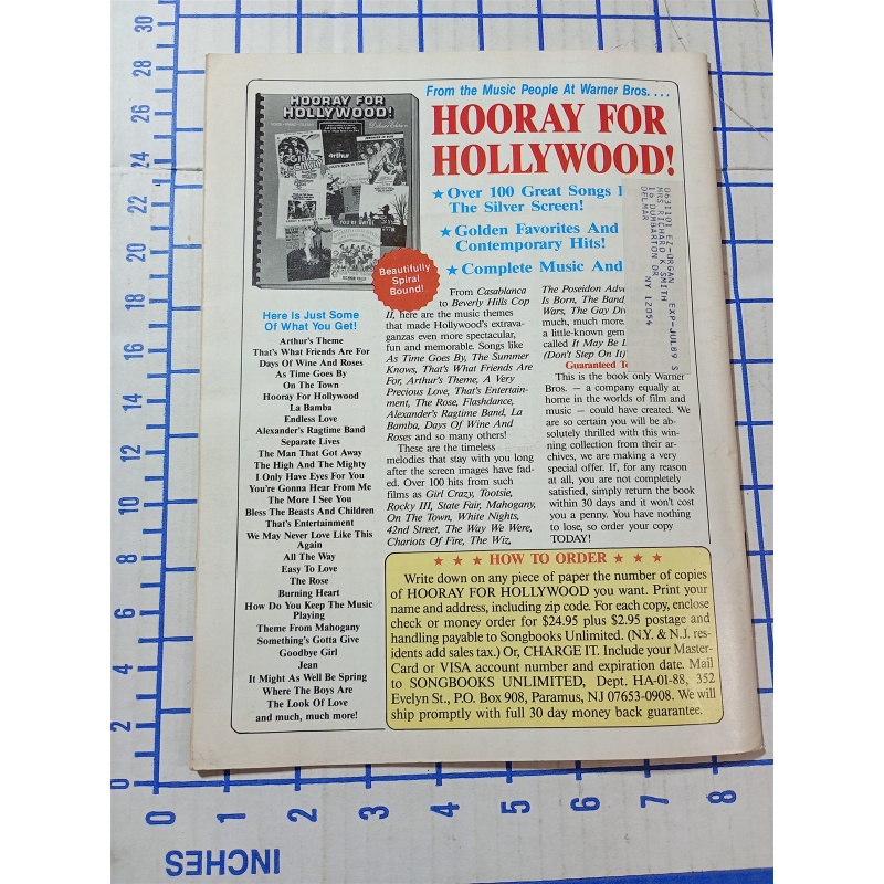 Sheet Music Magazine Hollywood Melodies Piano Guitar August September 1988