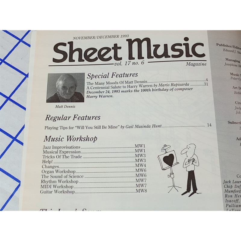 THE MANY MOODS OF MATT DENNIS ~ SHEET MUSIC MAGAZINE, NOVEMBER/DECEMBER 1993