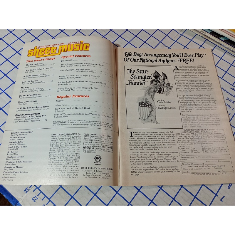 Sheet Music Magazine Volume 9 Number 6 August/September 1985