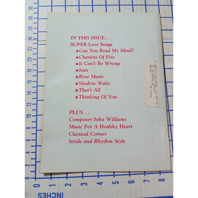 Superman sheet music magazine love theme from Superman 1984 