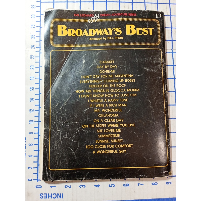 BROADWAYS BEST ARRANGED BY BILL IRWIN HAL LEONARD EASY ORGAN ADVENTURE SERIES 13
