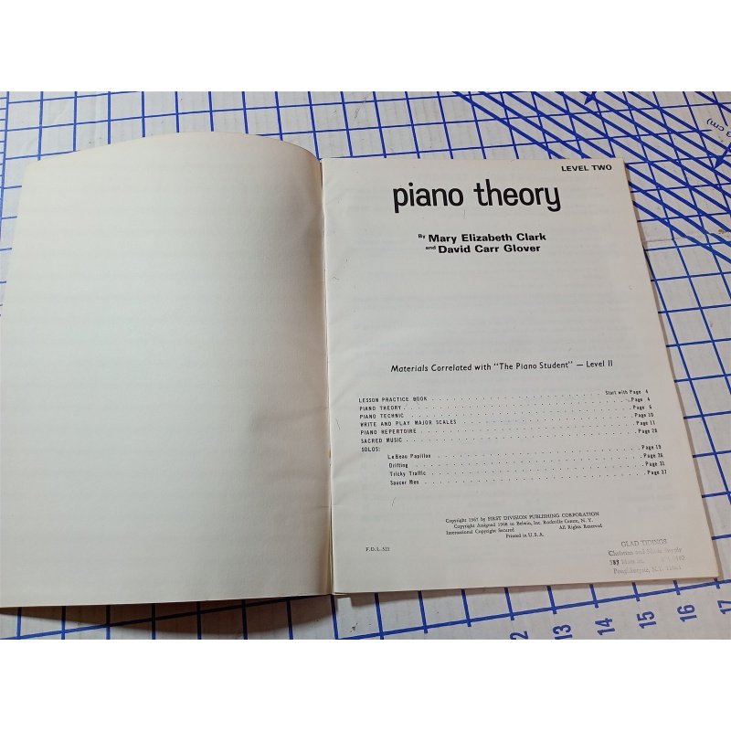 LEVEL TWO PIANO THEORY A PROGRAMMED TEXT BY MARY ELIZABETH CLARK AND DAVID CARR