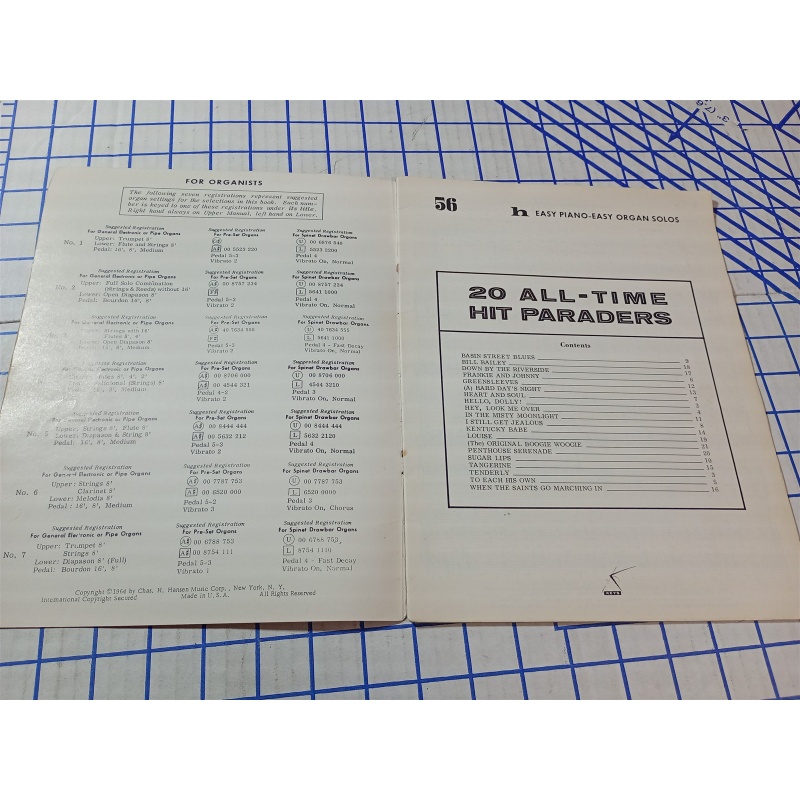 20 All-Time Hit Paraders #56 Hello, Dolly Greensleeves Organ Solos Songbook