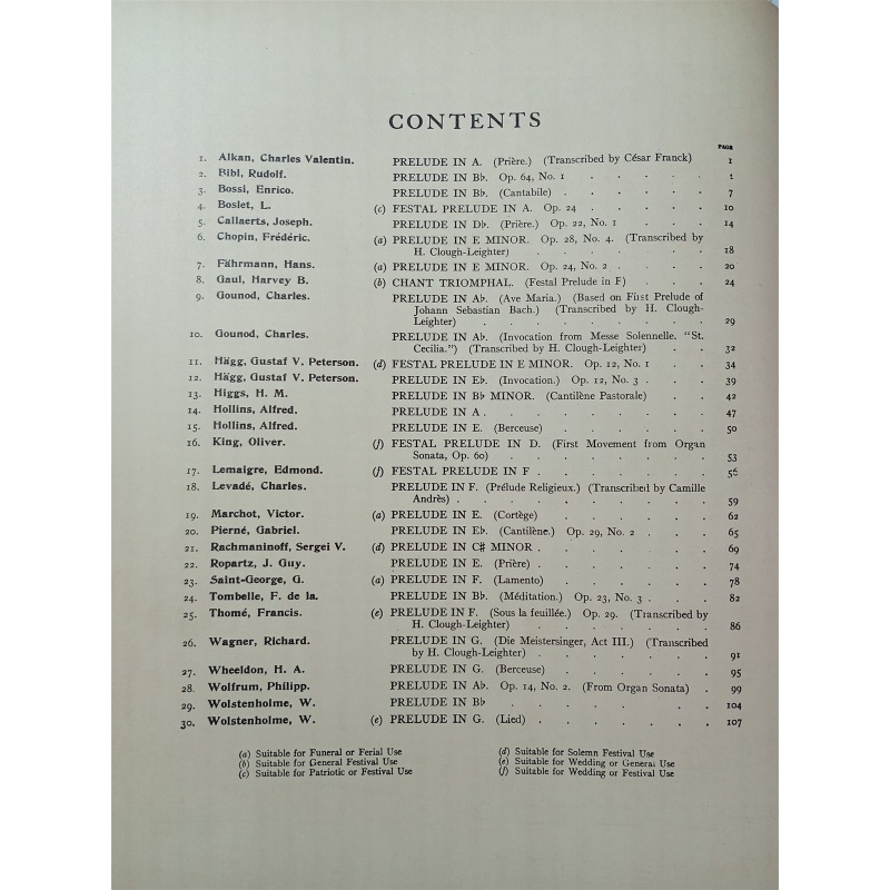 Thirty Preludes for Organ H Clough Leighter Oliver Ditson Co
