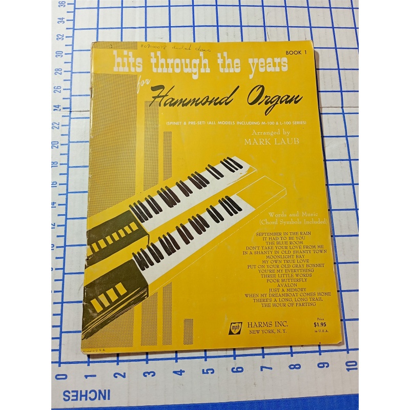 Hits Through The Years for Hammond Organ BOOK 1