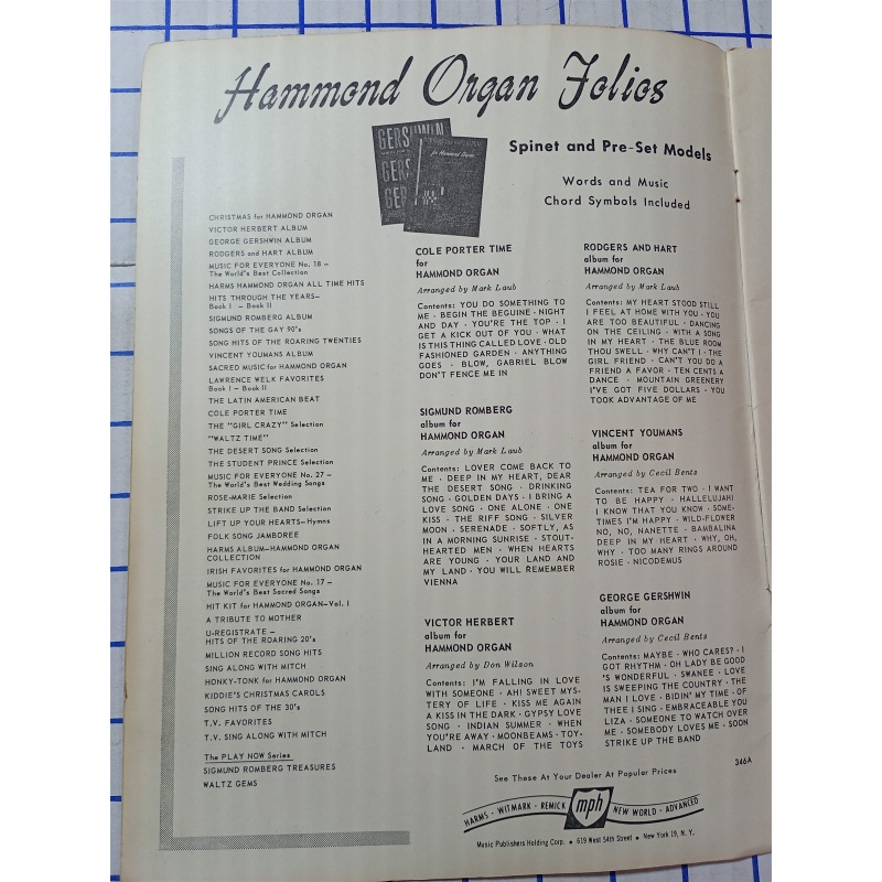 Hits Through The Years for Hammond Organ BOOK 1