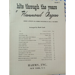 Hits Through The Years for Hammond Organ BOOK 1