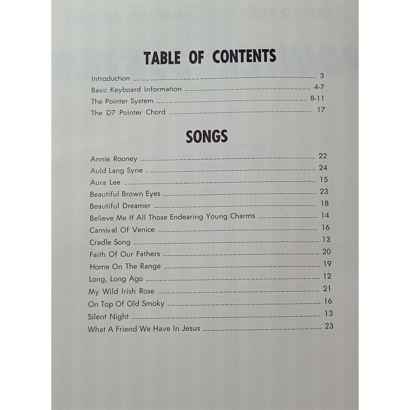 Learn To Play The Hammond Organ With The Pointer System Book 1