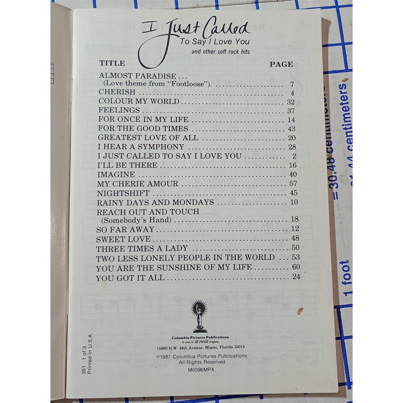 I JUST CALLED TO SAY I LOVE YOU MUSIC FOR BEGINNERS 1987 THE COCA COLA COMPANY