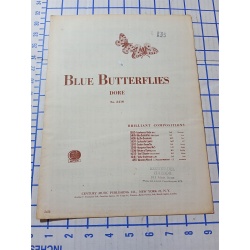 Vintage Sheet Music Blue Butterflies 